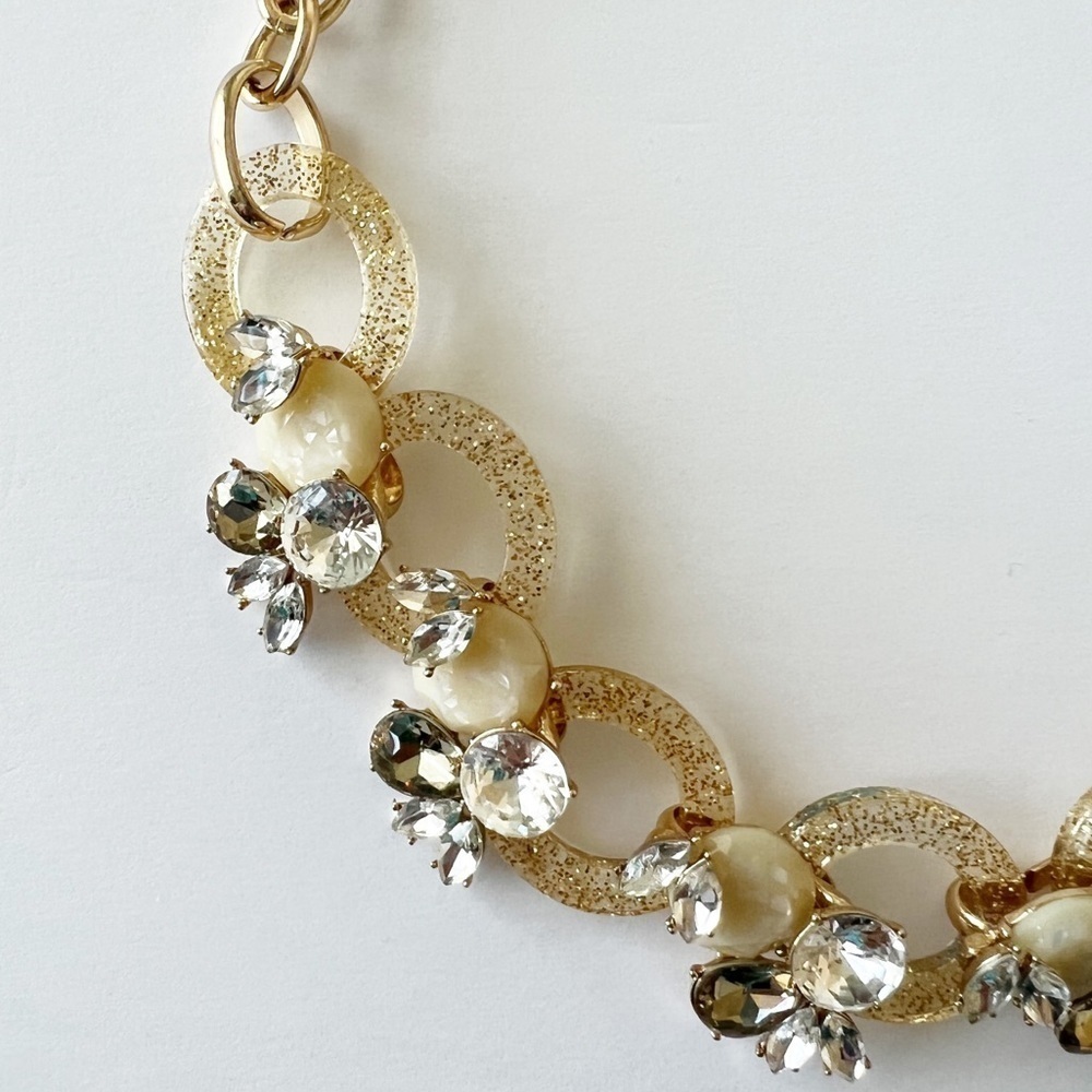 INC International Concepts Womens Gold Glitter Resin Crystal Link Necklace - Picture 3 of 5